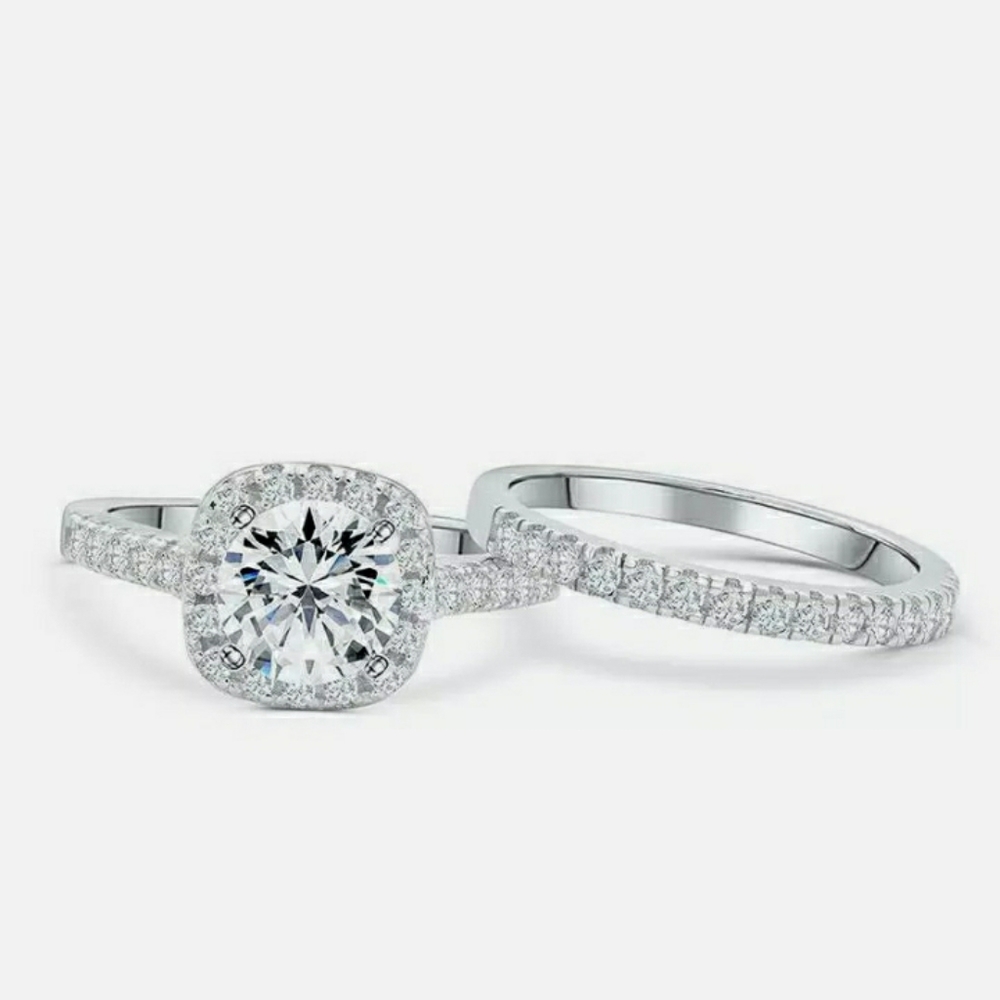 White Sapphire 925 Silver ring set - Picture 4 of 5